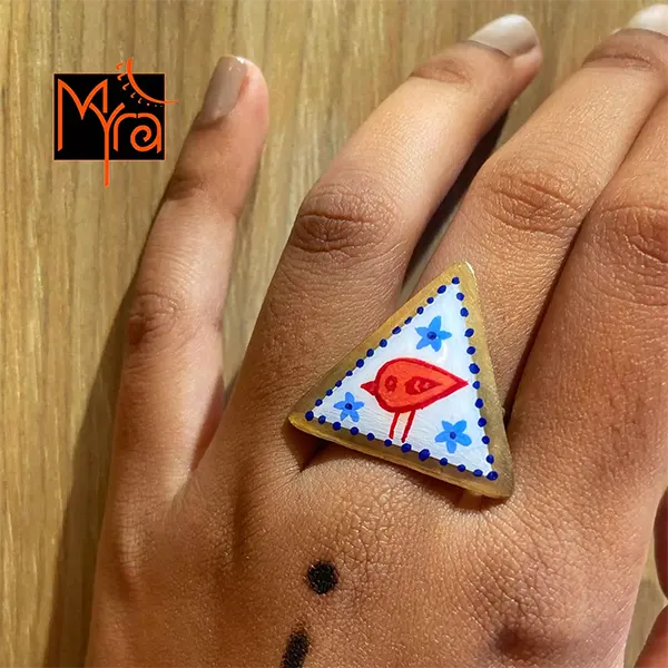 Bird Handpainted Ring