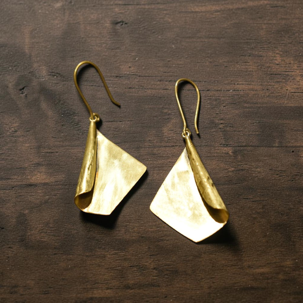 Kagaz - Folded Paper Brass Earrings