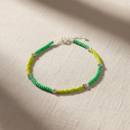 Glass Beaded Dandelion Charm Anklet : Shades of Green