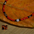 Red & Black Beaded Charm Anklet