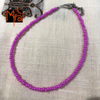 Small Glass Beaded Anklet : Shiny Pink