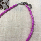 Small Glass Beaded Anklet : Shiny Pink