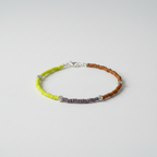 Glass Beaded Dandelion Charm Anklet : Green, Brown, Mauve