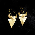 Milan - Crescent and Triangle Brass Earrings