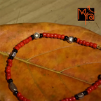 Red & Black Beaded Charm Anklet