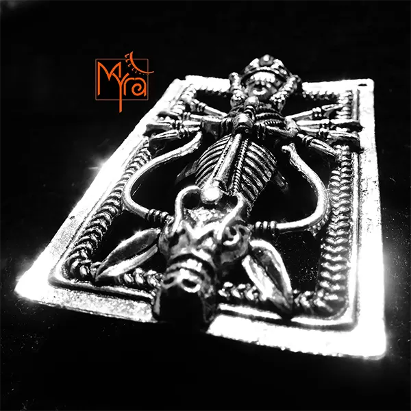 Framed Durga with Buffalo Ring