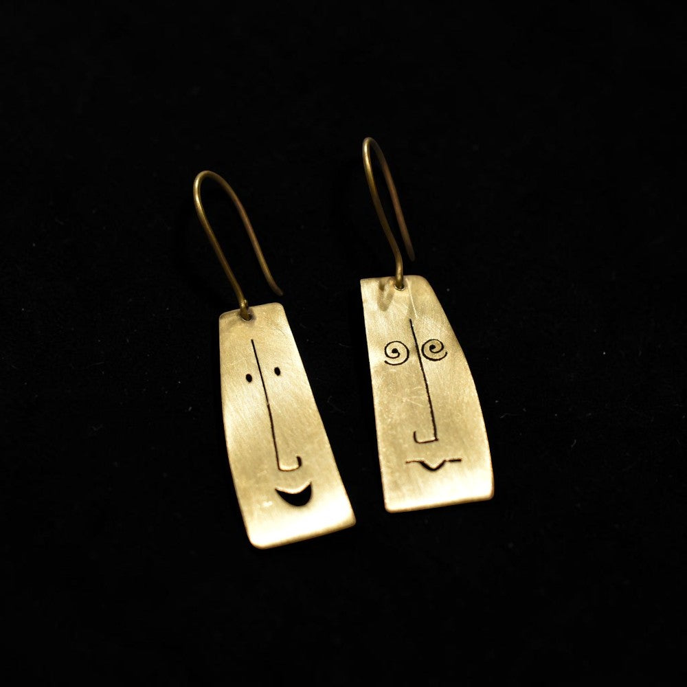 Bhav - Smile Cry Face Brass Earrings