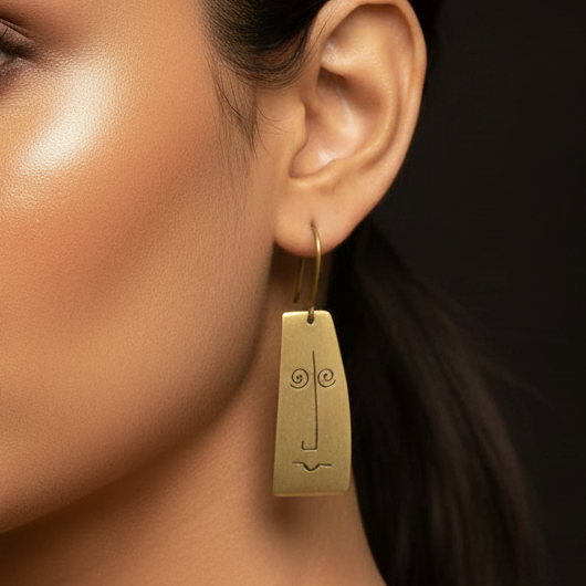 Bhav - Smile Cry Face Brass Earrings