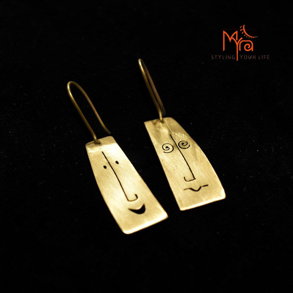 Bhav - Smile Cry Face Brass Earrings
