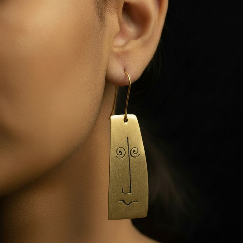 Bhav - Smile Cry Face Brass Earrings
