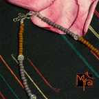 Glass Beaded Dandelion Charm Anklet : Green, Brown, Mauve