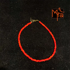 Plain Beaded Anklet : Tomato Red