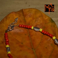 Red & Yellow Beaded Charm Anklet