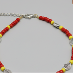 Red & Yellow Beaded Charm Anklet
