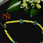 Glass Beaded Anklet with Butterfly Charms : Yellow, Turquoise
