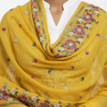 Hand Embroidered Yellow Stole