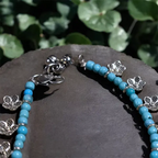 Charm & Bead Anklet : Turquoise Flower