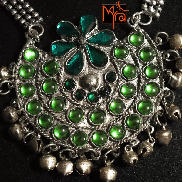 Green Stone Afghan Pendant Necklace