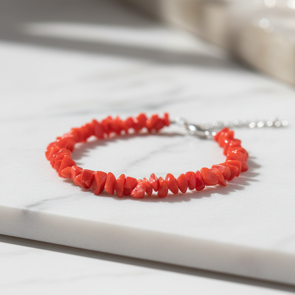 Uncut Stone Bracelet : Tomato Red