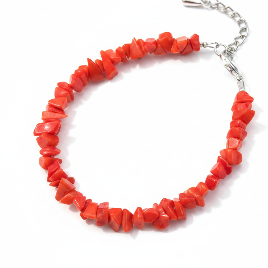Uncut Stone Bracelet : Tomato Red