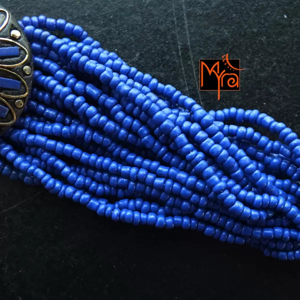 Tibetan Stonework Beaded Bracelet : Navy Blue