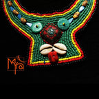 African Woven Beads and Cowrie Shells Necklace