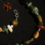 Onyx Stone and Metal Charms Necklace : Multicolor