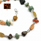 Multicolour Onyx-Inspired Stone & Metal Charms Statement Necklace