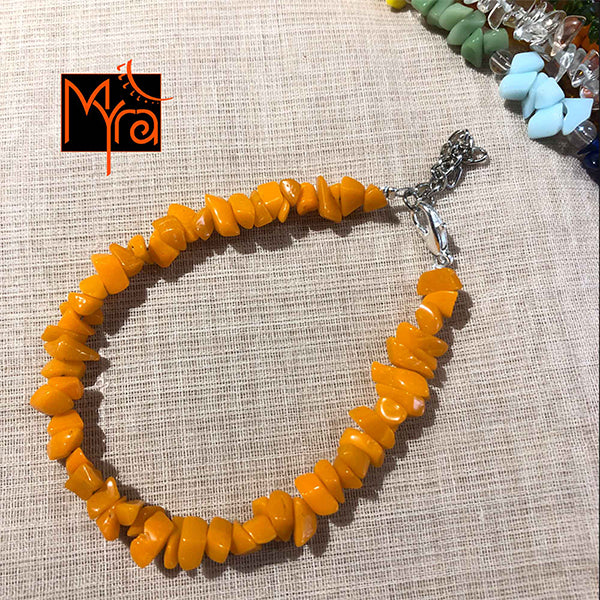 Uncut Stone Bracelet : Orange