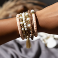 Bead Bunch Bracelet : Peach & White