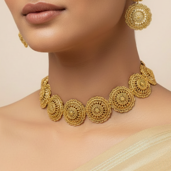 Vintage Floral Choker Set : Golden