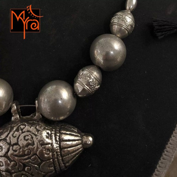 Drum Shaped Pendant with Lightweight Beads