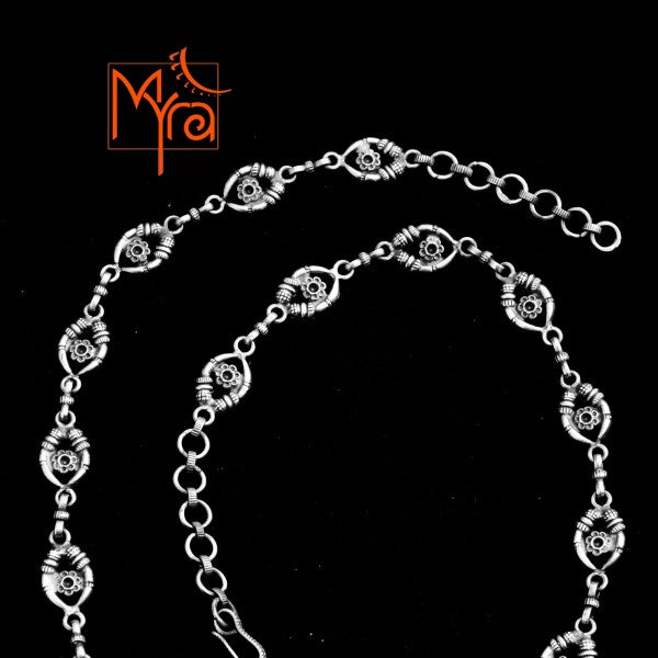 Double Peacock Motif Pure Silver Necklace