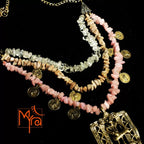 Shades of Pink Uncut Stone Necklace with Dokra Locket : Musician