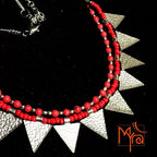 Triangle Charm Two Layer Necklace : Red