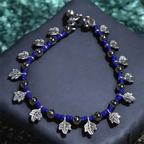 Charm & Bead Anklet : Blue Maple