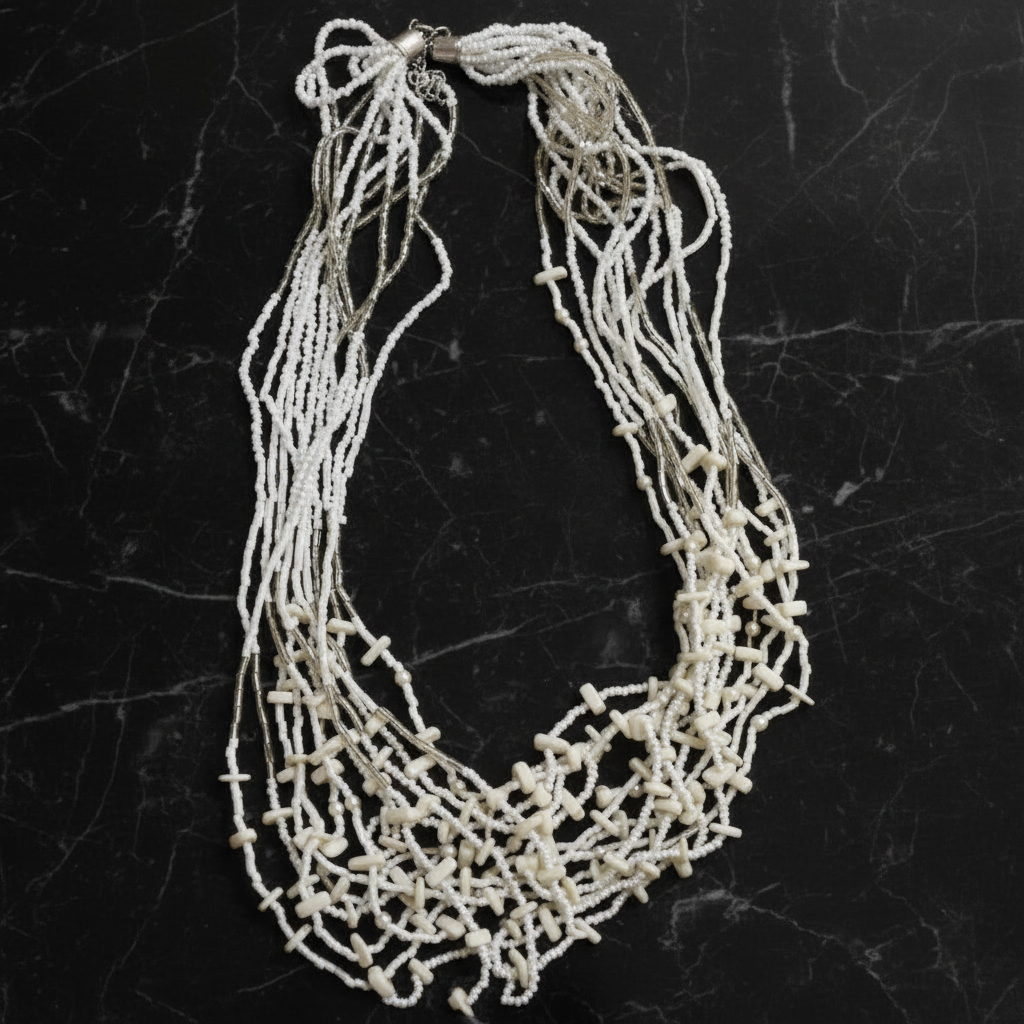 Pure Elegance: White Bead Layered Necklace