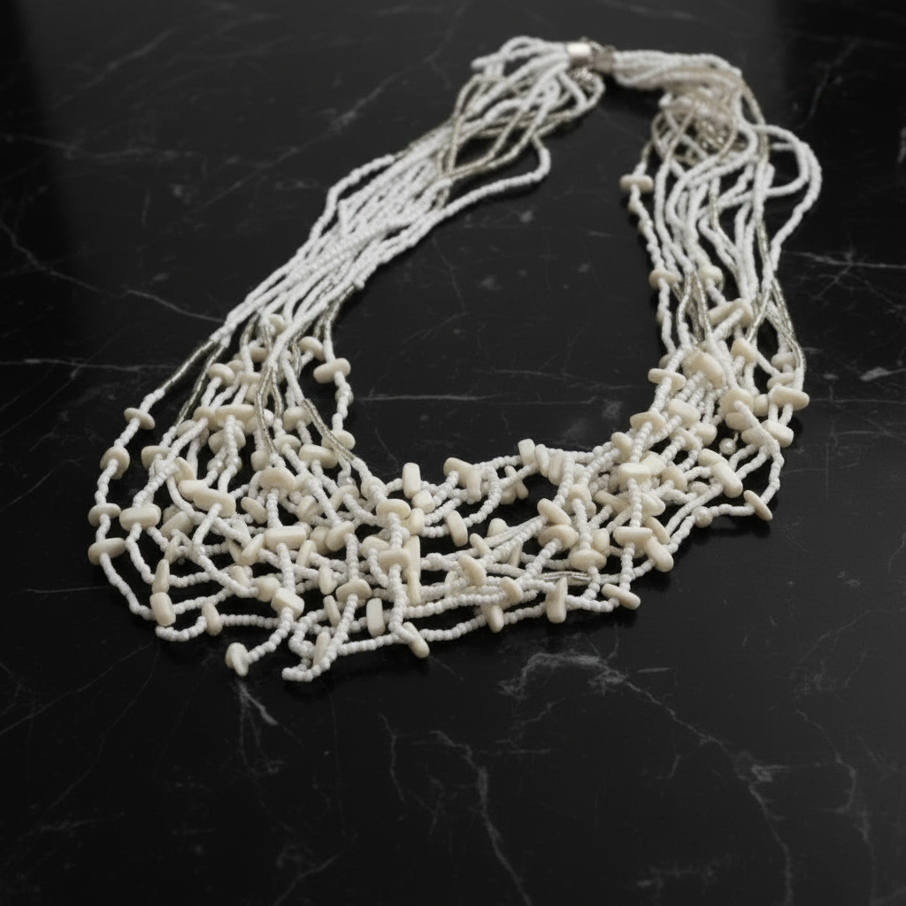 Pure Elegance: White Bead Layered Necklace