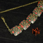 Square Pattern Tibetan Stone Choker : Red
