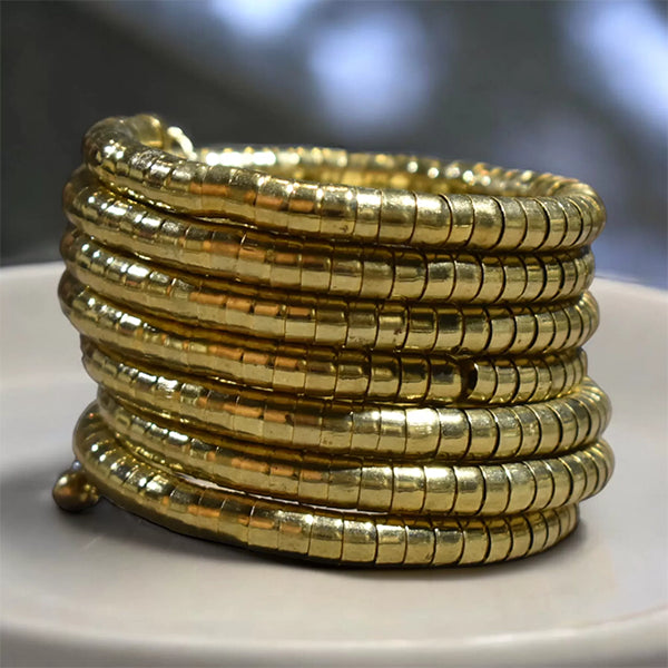 Snake Pattern Spring Bracelet : Golden