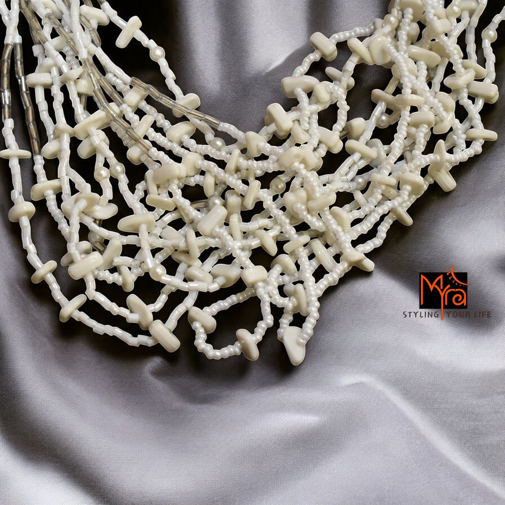 Pure Elegance: White Bead Layered Necklace