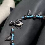 Charm & Bead Anklet : Turquoise Leaves