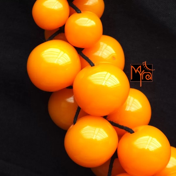 Bunch of Beads & Woven Necklace : Orangeish Yellow