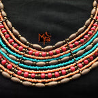 Peach, Blue & Pastel Shades Beaded Necklace