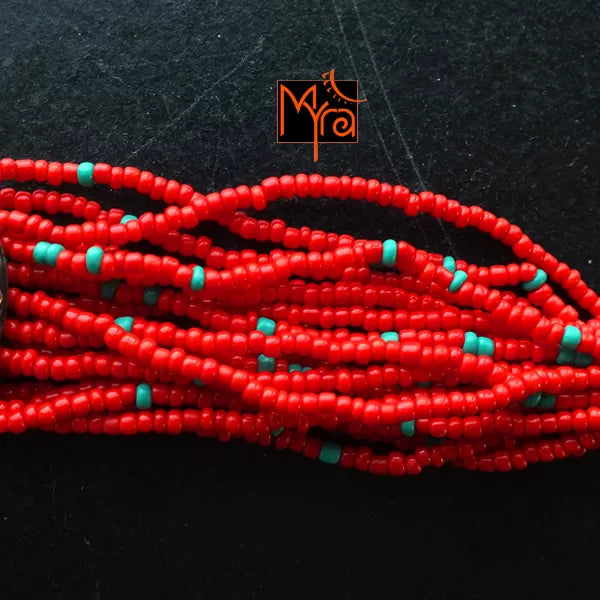 Tibetan Stonework Beaded Bracelet : Red (Round)