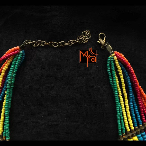 Ten Layer Multicolor Beaded Necklace