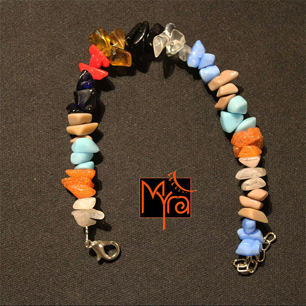 Triple Stone Multi Uncut Stone Bracelet