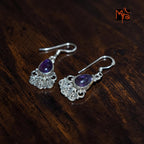 Silver Amethyst Drop Earrings