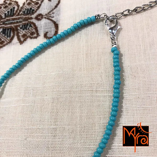 Small Glass Beaded Anklet : Turquoise