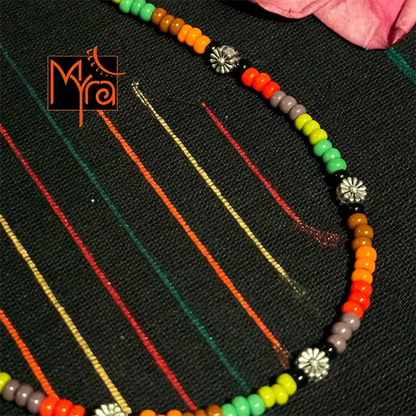 Glass Beaded Multicolor Dandelion Charm Anklet
